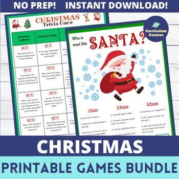 Preview of Christmas Printable Games Activity Bundle