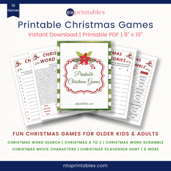 christmas printable games for older kids adults by nto printables