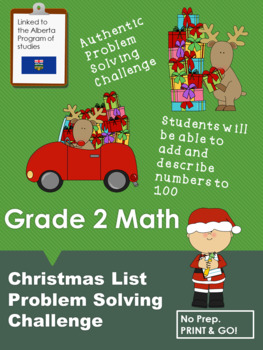 Preview of Christmas Problem Solving Challenge- Grade 2 Math- Alberta