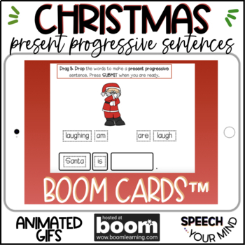 Preview of Christmas Progressive Sentences BOOM Cards™ | Christmas Animated Gifs Sentences