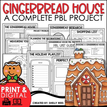 Preview of Christmas Project Based Learning | Design a Gingerbread House Math Christmas PBL