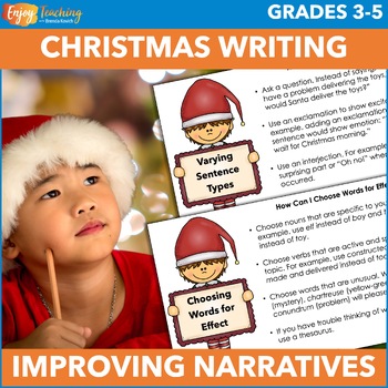 Preview of Christmas Prompt & Activities to Improve Writing in 3rd, 4th & 5th Grade