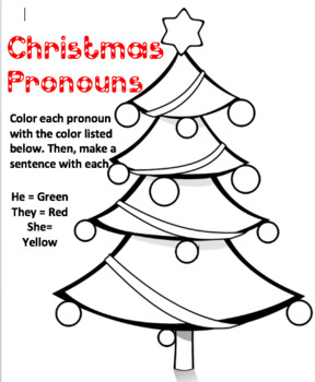 Preview of Christmas Pronoun Coloring Sheet