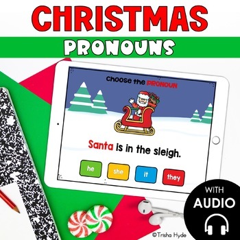 Preview of Christmas Pronouns Boom Cards