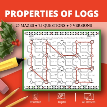 Preview of Christmas: Properties of Logarithms Maze Activity