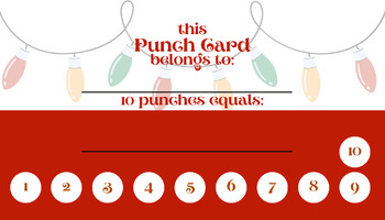 Christmas Themed Punch Cards for Classroom Management by Erin Colleen Design