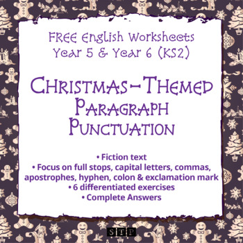 Preview of Christmas Punctuation Worksheets Paragraphs KS2