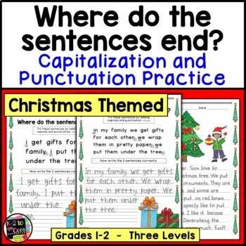 Preview of Christmas Writing Capitalization and Punctuation Practice | Paragraph Editing