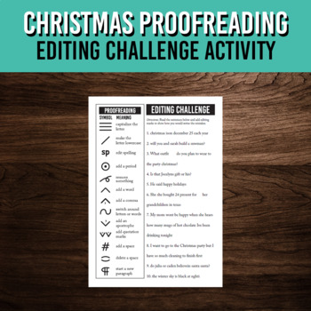 Preview of Christmas Punctuation and Grammar Proofreading Activity | Printable Worksheet