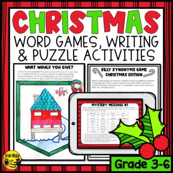 Preview of Christmas Puzzle Activities | Reading and Writing | Paper and Digital