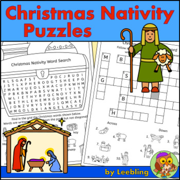 Christmas Puzzle Activities - 6 Nativity Word Puzzles by Leebling
