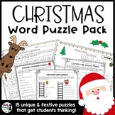 Christmas Puzzle Activities - Word Games Winter Holiday Party Fun