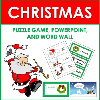 Preview of Christmas Puzzle Game, Word Wall, and PowerPoint: Distance Learning