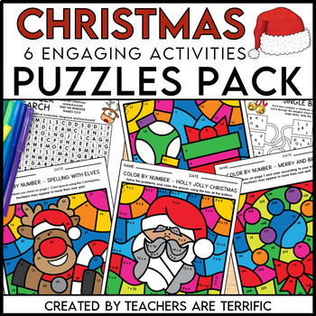 Preview of Christmas Puzzle Pack Color-by-Number, Word Search, and More!