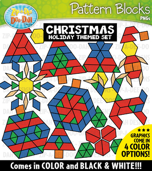 Preview of Christmas Puzzle Pattern Blocks Clipart {Zip-A-Dee-Doo-Dah Designs}