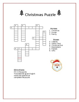 Christmas Puzzle- Spanish Words by Larisa Laguna | TpT