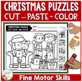 Christmas Puzzles Cut and Paste Activity Fine Motor Skills