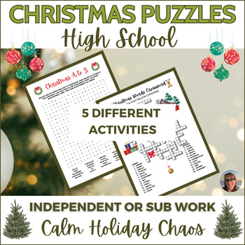 Preview of Christmas Puzzles High School Differentiated Independent or Supplemental Work