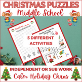 Christmas Puzzles Middle School Differentiated Independent