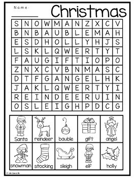Christmas Puzzles Word Search Crossword by Little Ones And Me | TpT
