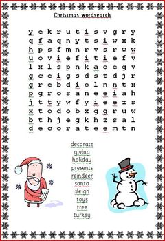 Christmas Puzzles pack - puzzle - word search maze math crossword by