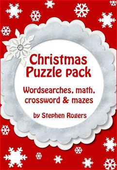 Preview of Christmas Puzzles pack - puzzle -  word search maze math crossword