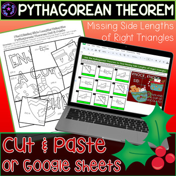 Preview of Christmas Pythagorean Theorem Worksheet Activity or Digital Mystery Picture