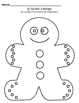 Christmas Q-Tip Dot A Gingerbread Man Tracer Page for Fine Motor ...