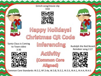 Preview of Christmas QR code Inferencing 3-5 (Common Core Aligned)
