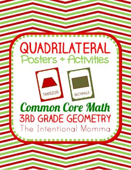 Preview of Christmas Quadrilaterals, Posters and Activities, 3rd grade common core