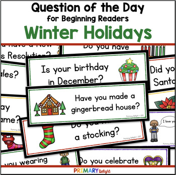 Preview of Christmas Question of the Day Cards for Preschool | Plus other winter holidays