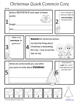 Christmas No Prep Common Core Literacy (4th grade) by Yvonne Crawford