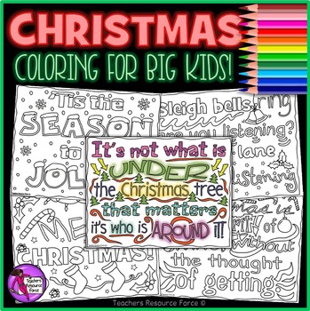 Preview of Christmas Coloring Pages Sheets: Christmas Doodle Quote Coloring Pages