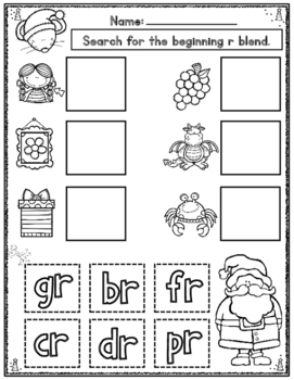 christmas r blends cut and paste activities for first and