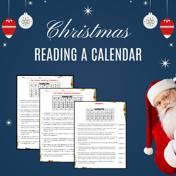 Preview of Christmas Reading A Calendar Worksheets Word problems | applied Math life skills