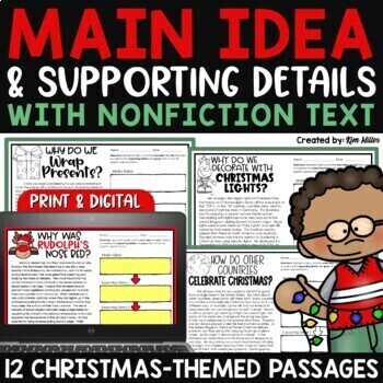 Preview of Christmas Reading Activities Winter Passages Main Idea and Supporting Details