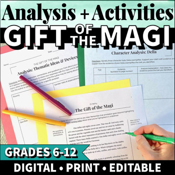 Preview of The Gift of the Magi Activities Christmas Reading Activities Middle School High