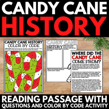 Preview of Christmas Reading Comprehension - Candy Cane History - Questions Activities
