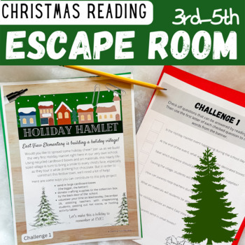 Preview of Christmas Reading Comprehension Escape Room Activity for 3rd, 4th, 5th Grade