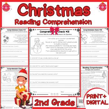 Preview of Christmas Reading Comprehension Fluency | Passages and Questions 2nd Grade