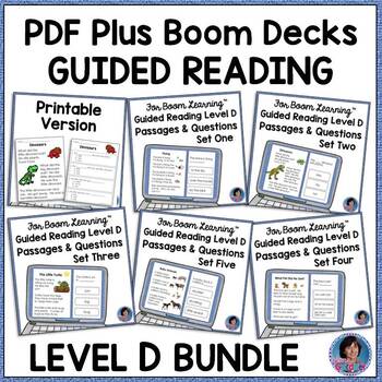 Preview of Reading Comprehension Boom Cards & PDF: Kindergarten {Distance Learning +}