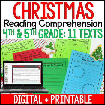 Preview of Christmas Reading Comprehension Passages - Digital Christmas Reading Activities