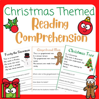 Preview of Christmas Reading Comprehension Passages | Kindergarten-1st Grade