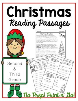 Preview of Christmas Reading Comprehension Passages and Christmas Writing Activities