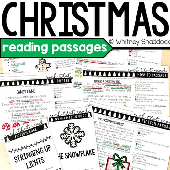 Preview of Christmas Reading Comprehension Passages and Questions for December