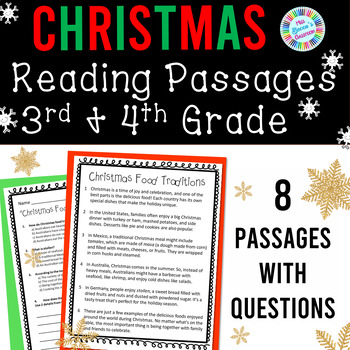 Preview of Christmas Reading Comprehension Passages and Questions | 3rd Grade & 4th Grade
