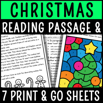 Preview of Christmas Reading Comprehension Passages and Questions - Fun Worksheets