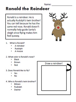 Christmas Reading Comprehension Worksheets by Julia Rae | TpT