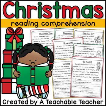 Preview of Christmas Reading Comprehension Fluency Passages and Questions First Grade