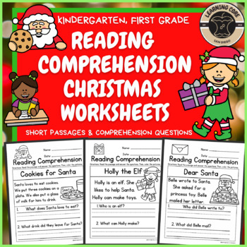 Preview of Christmas Reading Comprehension Worksheets PreK Kindergarten First Grade
